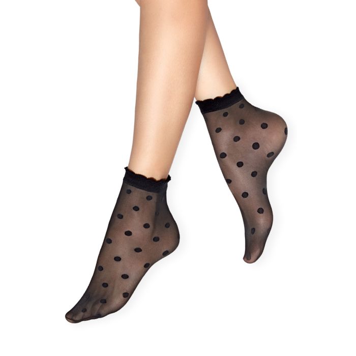 Skarpetki wzorzyste cienkie w kropki Mia 15 den czarne