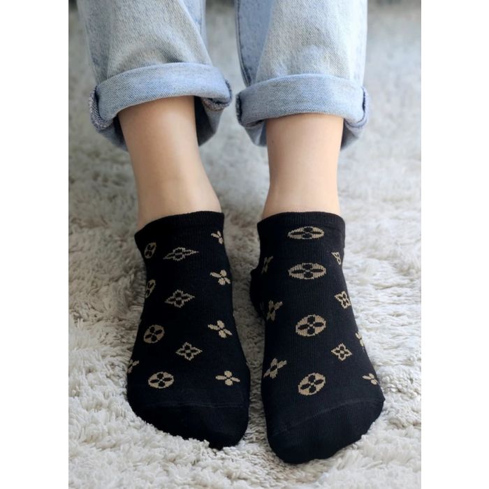 Stopki bawełniane ze wzorem czarne