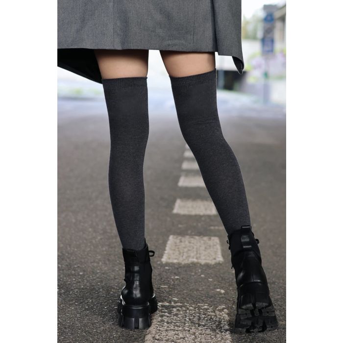 Zakolanówki bawełniane 100 den grafit