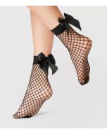 Skarpetki kabaretki z kokardką czarne