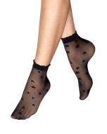 Skarpetki wzorzyste cienkie w gwiazdki Gaja 15 den czarne