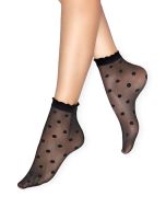 Skarpetki wzorzyste cienkie w kropki Mia 15 den czarne