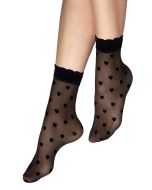 Skarpetki wzorzyste cienkie w serca Vesa 15 den czarne