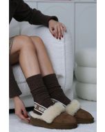 Wełniane skarpety w bąbelki czekoladowy brąz