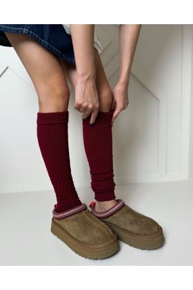 Ocieplacze na nogi bąbelkowe burgund