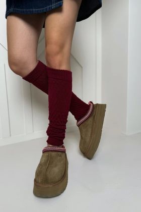 Ocieplacze na nogi bąbelkowe burgund