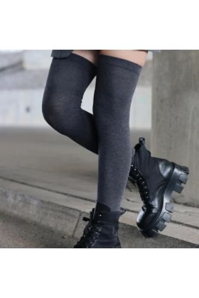 Zakolanówki bawełniane 100 den grafit