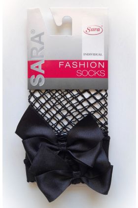 Skarpetki kabaretki z kokardką czarne