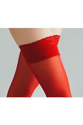 Pończochy czerwone cienkie samonośne Nina 15 den