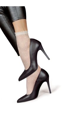 Skarpetki wzorzyste cienkie w drobne kropki Lea 15 den