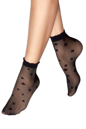 Skarpetki wzorzyste cienkie w gwiazdki Gaja 15 den czarne