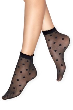 Skarpetki wzorzyste cienkie w kropki Mia 15 den czarne