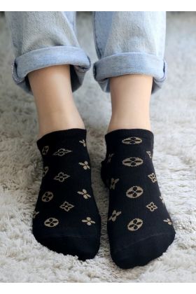 Stopki bawełniane ze wzorem czarne